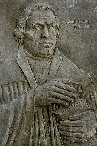 Bas relief of Martin Luther, fortified church Prejmer, Unesco World Heritage Site, Transylvania, Rumania