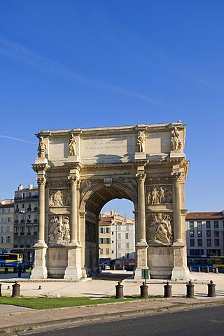 Triumphal arch, Marseille, Provence Cote d'Azur, France, Europe, PublicGround