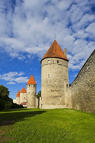 Town wall, towers, Tallinn, Estonia, Baltic States, North-East Europe