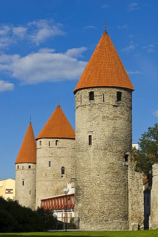 Town wall, towers, Tallinn, Estonia, Baltic States, North-East Europe