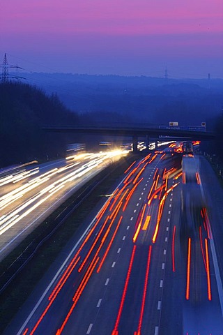 Rushhour on A3 motorway, between Mettmann and Erkrath, North Rhine-Westphalia, Germany, Europe