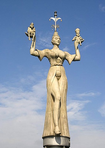 Imperia, statue at the harbour, by Peter Lenk, Constance, Baden-Wuerttemberg, Germany