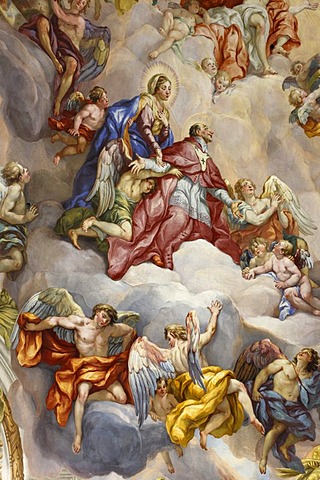 Frescos by Johann Michael Rottmayr, cupola frescos, St. Charles Borromeo Church, Vienna, Austria, Europe