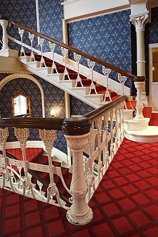 Staircase in an old hotel in Plymouth, Cornwall, Great Britain, Europe