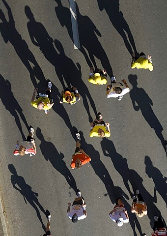 Marathon runners seen from above, Duesseldorf City Marathon, 04.05.2008, North Rhine-Westphalia, Germany, Europe