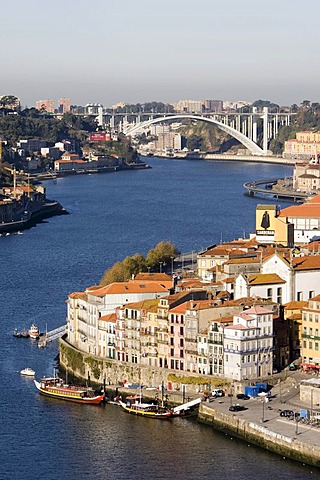 View of the historic centre of Porto with the Rio Duoro River from the Vila Nova de Gaia quarter, at back the Ponte de Arrabida Bridge, Porto, UNESCO World Cultural Heritage Site, Portugal, Europe