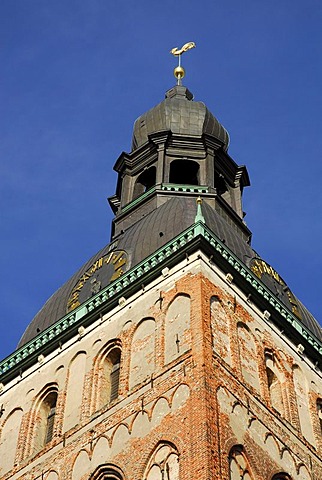 Steeple of the Cathedral, Doma baznica, in the historic town centre, Vecriga, Riga, Latvia, Baltic states, Northeastern Europe