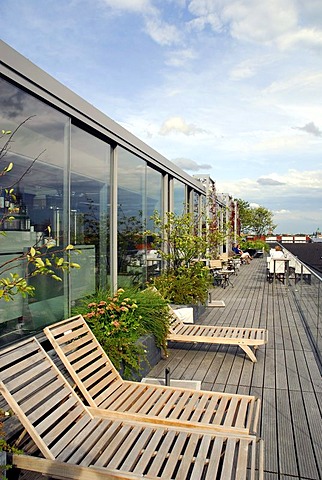 Hotel Bayerischer Hof at Promenadeplatz square, roof terrace to the Blue Spa area, city center, Munich, Upper Bavaria, Bavaria, Germany, Europe