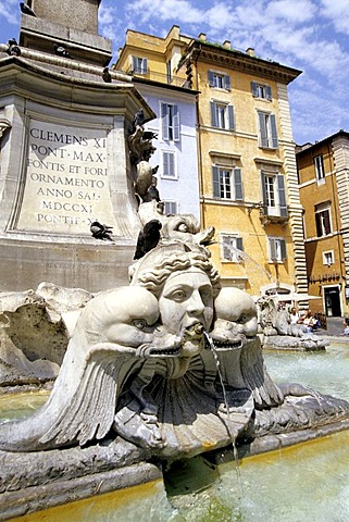 Fountain with waterspout, Piazza della Rotonda, square in the inner city, Rome, Italy, Europe