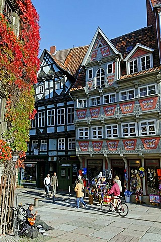 Pedestrian area and half-timbered houses, Quedlinburg, UNESCO World Heritage Site, Saxony-Anhalt, Germany, Europe