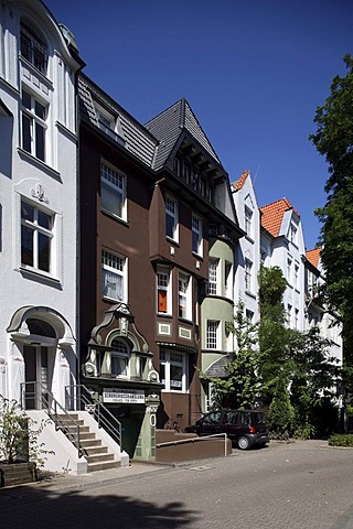 Art Nouveau facades, Gelsenkirchen, Ruhr Area, North Rhine-Westphalia, Germany, Europe