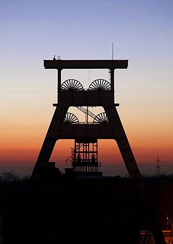 Shaft tower of the former Ewald pit, Herten, Ruhr area, North Rhine-Westphalia, Germany, Europe