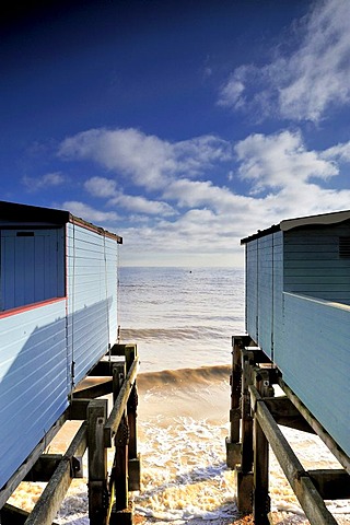 Changing huts at Frinton, Essex, England, Great Britain, Europe