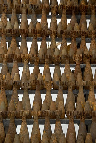 Collection of old rusty American bombs, dropped on Laos during the 2nd Indochina war by the US Airforce, Vietnam war, Phonsavan, Xieng Khuang Province, Laos, South East Asia