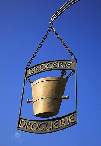 Chemist's advertisement sign at the Ballenberg open air museum, Bernese Oberland, Switzerland, Europe