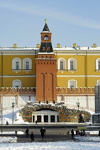 View of the Kremlin wall from the Alexander Garden side, Moscow, Russia