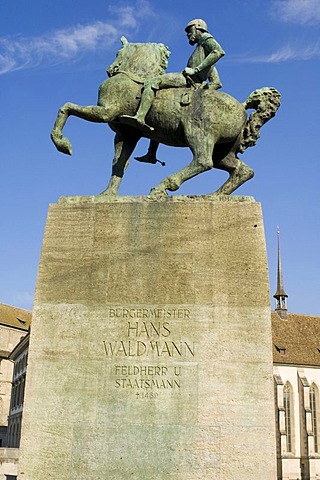 Statue of Hans Waldmann in Zurich, Switzerland, Europe