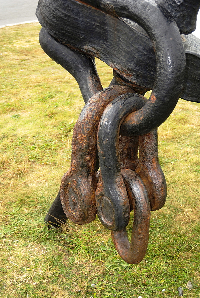 Anchor and chain, Lands End, Cornwall, England, United Kingdom