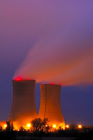 Nuklear power station in the evening, Grafenrheinfeld, Unterfranken, Bavaria, Germany