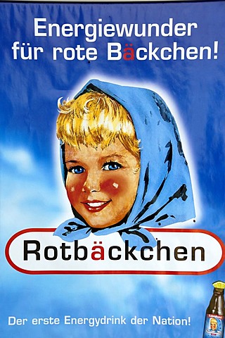 Advertisement for Rotbaechchen Rotbaeckchen energy drink Germany