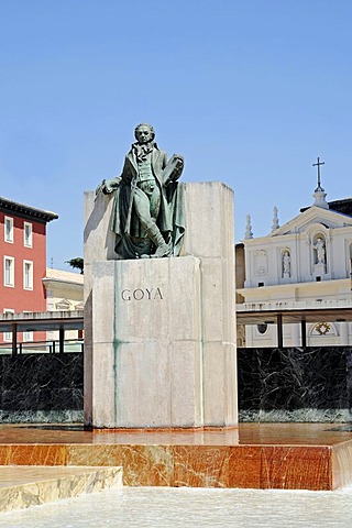 Monument for Francisco de Goya, Painter, Plaza del Pilar, Zaragoza, Saragossa, Aragon, Spain, Europe