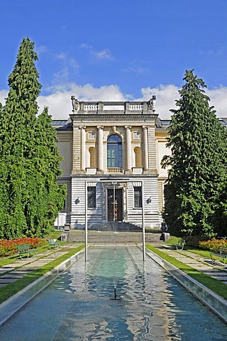 Fountain, park, art museum, emphasis on Swiss art, Solothurn, Switzerland, Europe