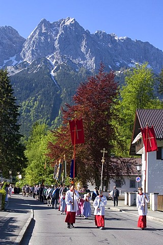 Grainau Werdenfelser Land country of Werdenfels district of Garmisch-Partenkirchen Upper Bavaria Germany Corpus Christi Procession