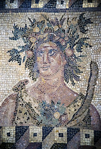 Cyprus Paphos excavation district house of the Dionysos about 200 A.C. floor mosaic seasons spring