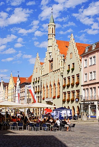 Landshut Lower Bavaria Germany town square with city hall