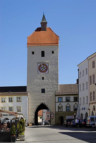 Town square Ludwigstrasse Unteres Tor Neuoetting Upper Bavaria Germany