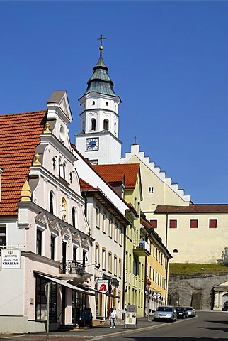 Babenhausen Bavarian Swabia Bavaria Germany parish church St Andreas and castle of the princes of Fugger