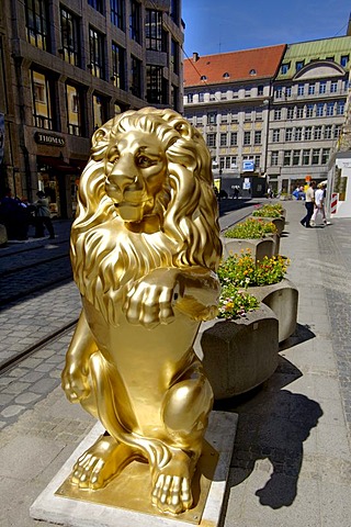 The lion the symbol for the Freistaat Bavaria, lion parade in Fuenf Hoefe Munic Bavaria Germany