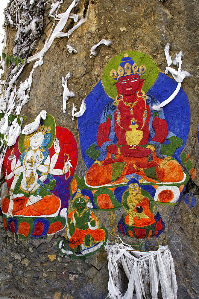 Painting near the rock relief of Buddha Shakyamuni, Tibet