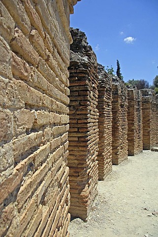 Columns, theater, roman settlement, excavation site Gortys, Crete, Greece