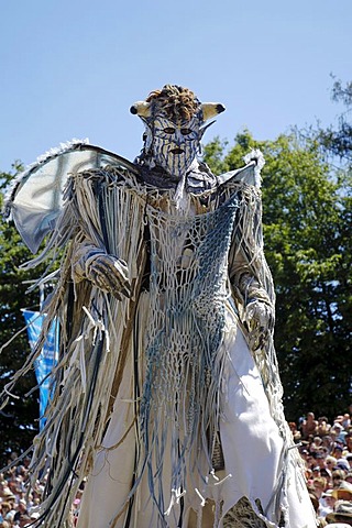 Demon devil mask stilts, knight festival Kaltenberger Ritterspiele, Kaltenberg, Upper Bavaria, Germany