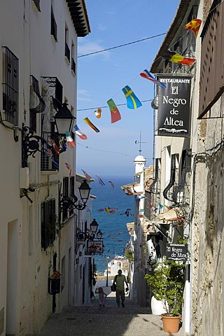 Alley in the old part of town of Altea, Costa Blanca, Spain