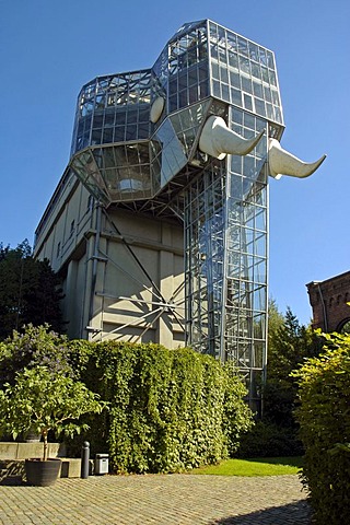 The glass elephant by Horst Rellecke, former mine Maximilian, Maximilianpark, Hamm, North Rhine Westphalia, Germany