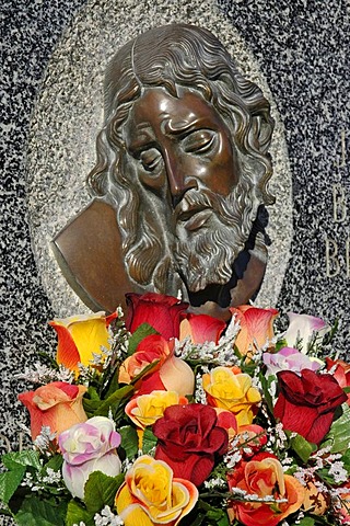 Jesus relief with flowers, cemetery, Altea, Costa Blanca, Spain