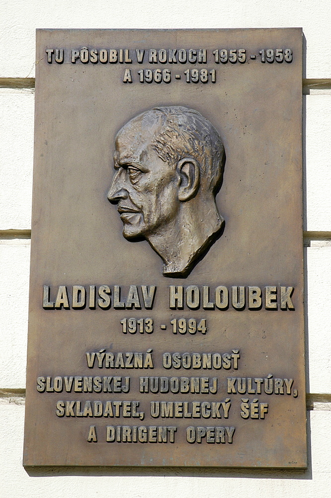 Commemorative plaque, Ladislav Holoubek (1913-1994), Slovak composer and conductor, Kosice, Slovakia, Slovak Republic