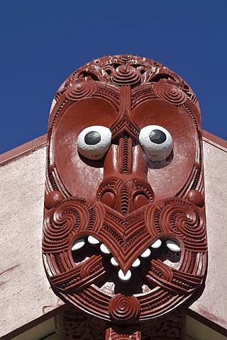 Carvings made by Maori in Whakarewarewa in Rotorua New Zealand