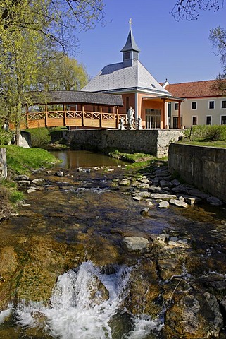 Wooden bridge in Heiligenkreuz Lower Austria Austria