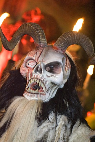 The old advent rite Krampus is celebrated in the village of St Veit