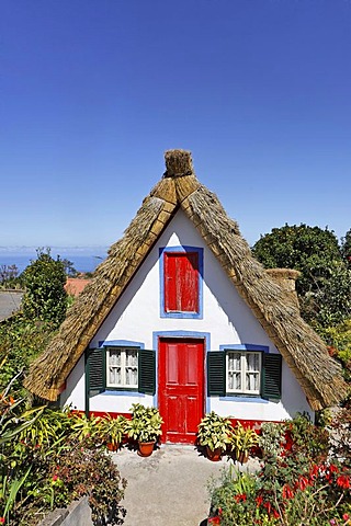 Straw covered Santana houses, Santana, Madeira, Portugal