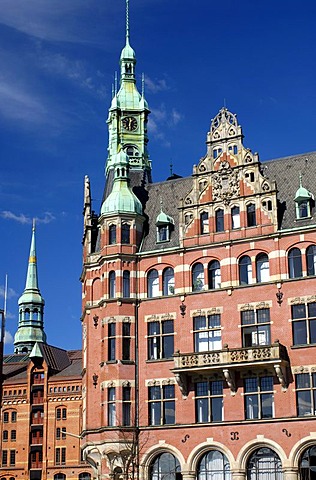 Warehouse district and Speicherstadt city hall in Hamburg, Germany