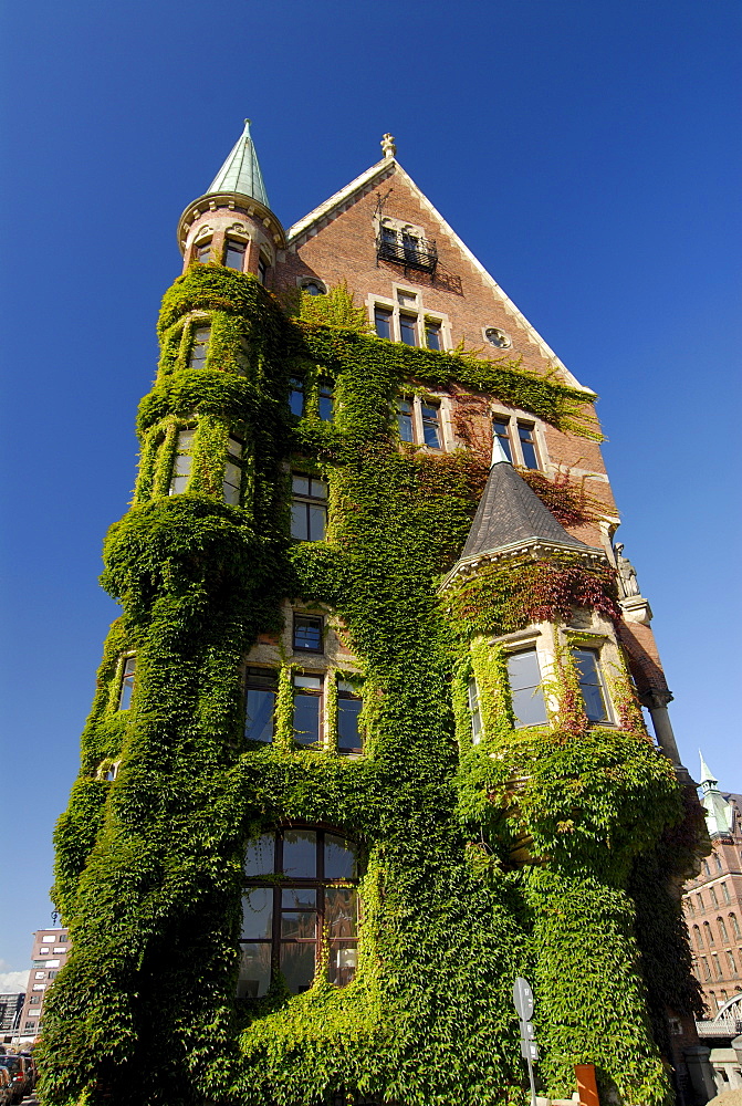 Warehouse district Speicherstadt and storage block O in Hamburg, Germany