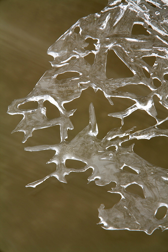 Ice texture in a stream near Reit im Winkl, Bavaria, Germany, Europe