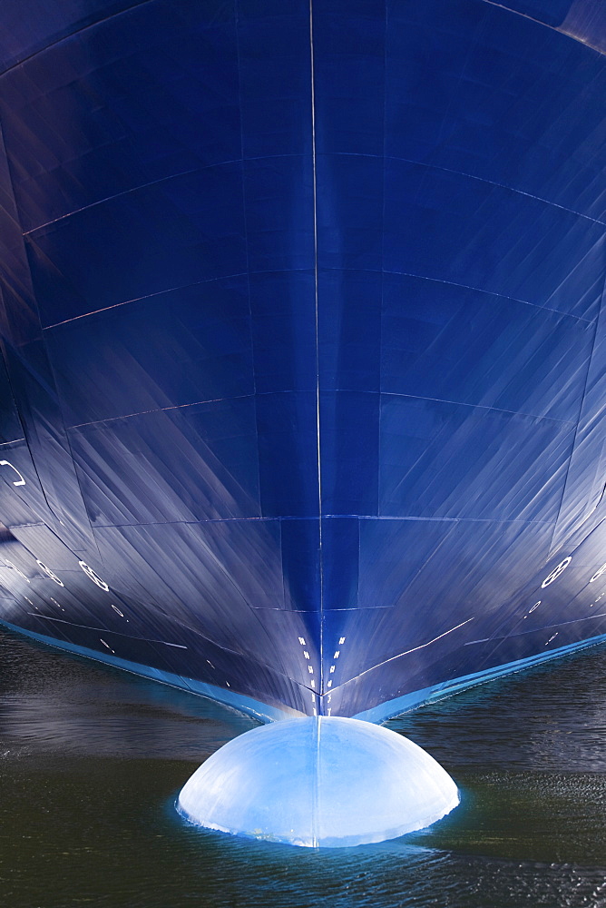 Bulbous bow of the Color Magic, a cruise liner and ferry on regular service between Kiel, Germany and Oslo, Norway