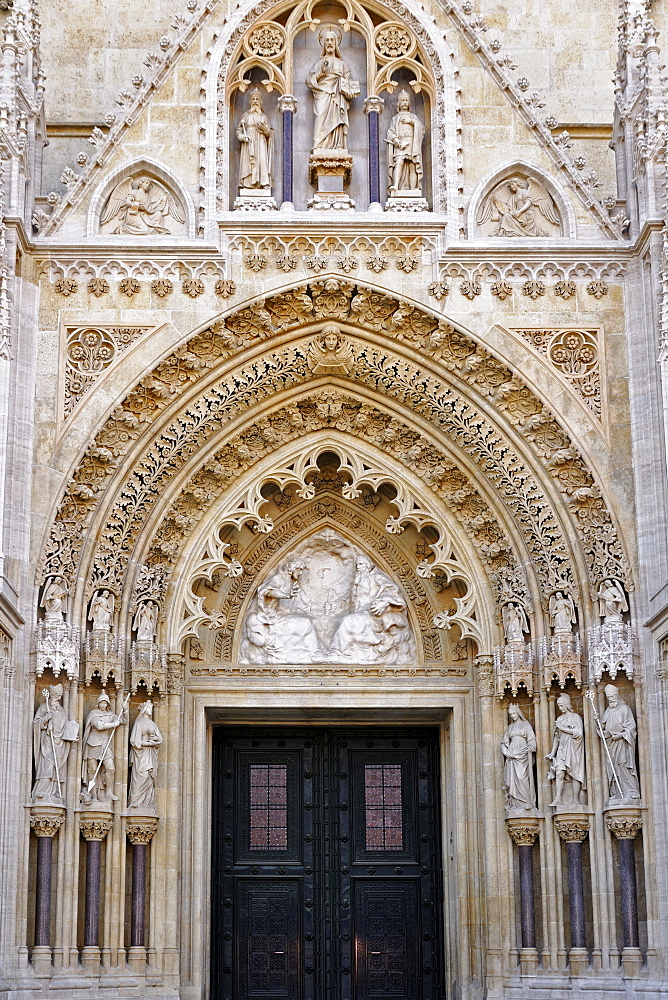 Ornate stonework at the entrance to the Zagreb Cathedral, Zagreb, Croatia, Europe