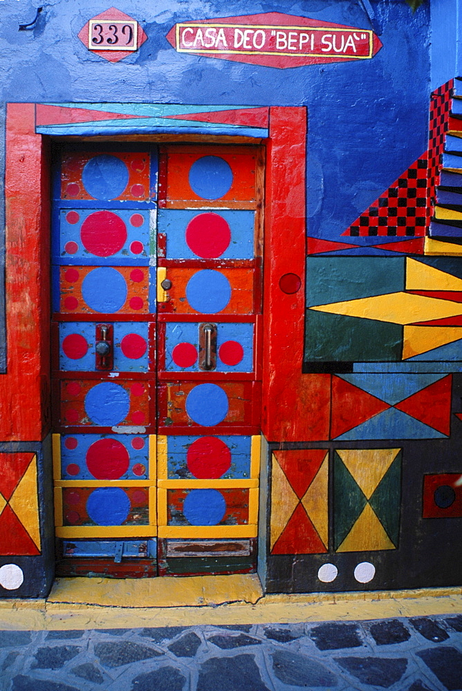 Home entrance in Burano, Burano Island, Italy, Europe