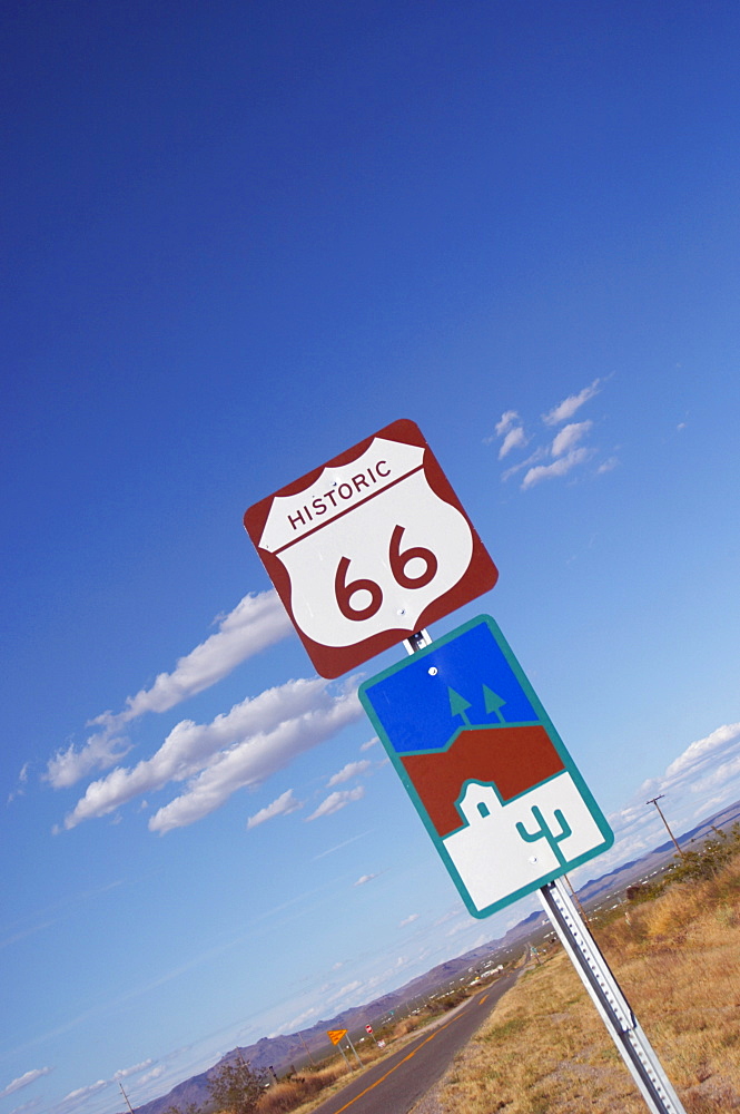 Historic Route 66 road sign, USA